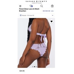 Savage X Fenty Floral Glow Lace & Mesh Brazilian